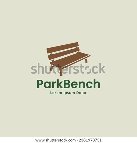 Wooden park bench for story memories and relaxing logo design illustration