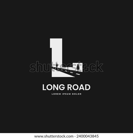 Letter L with street road minimal logo design. Vector illustration