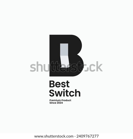 B letter with light switch button vector logo design. Isolated object on background
