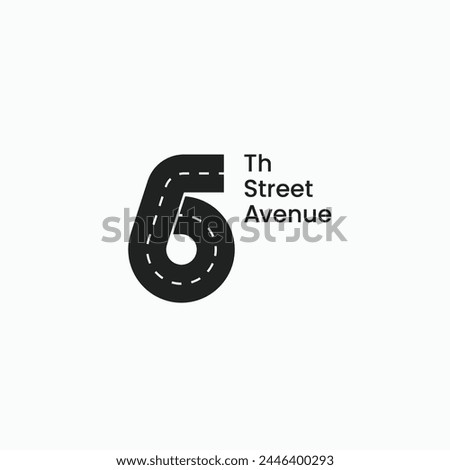 6 number sixth street avenue minimal logo design concept.