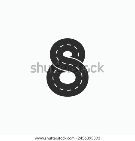 Eight number 8 looping road minimal logo icon vector illustration