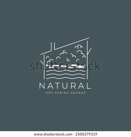 natural hot spring and sauna logo design concept. Sauna resort minimal logo