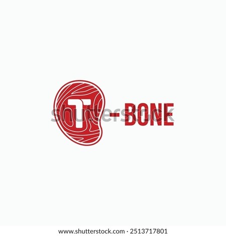 T bone logo vector icon illustration. Letter T with fresh raw meat logo combination