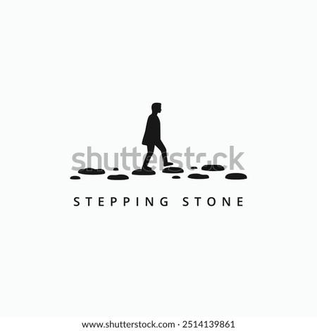 A man walking on stepping stones logo design vector icon illustration