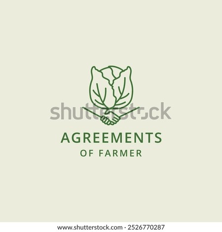 Cabbage with people handshake linear logo. Farming agreement logo vector icon illustration