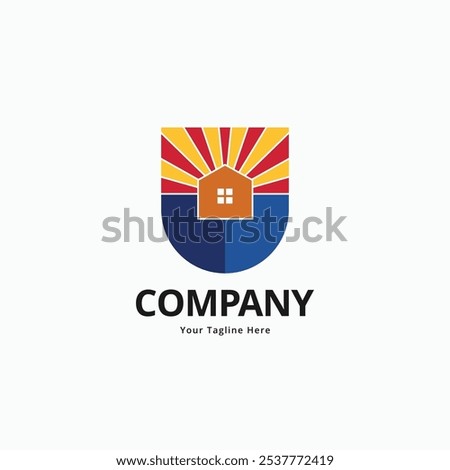 Arizona flag with house modern badge logo design concept vector icon illustration