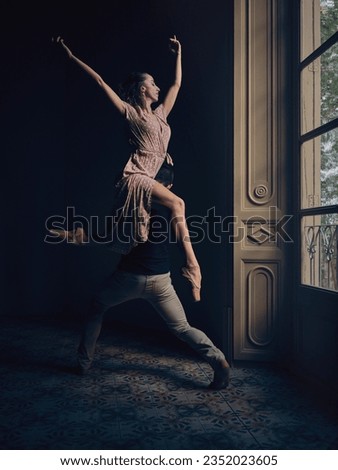 Similar – Image, Stock Photo Anonymous ballerina performing dance against white wall