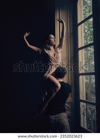 Similar – Image, Stock Photo Anonymous ballerina performing dance against white wall