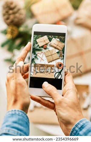 Similar – Image, Stock Photo Faceless person taking photo of Hispanic woman