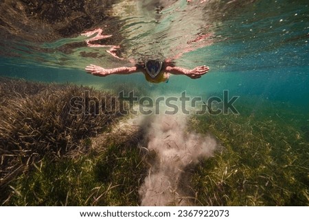 Similar – Image, Stock Photo Anonymous boy in swimming pool