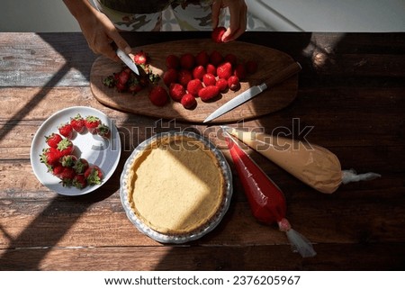 Similar – Image, Stock Photo Anonymous person preparing homemade lemon cake