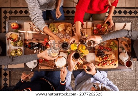 Similar – Image, Stock Photo Anonymous person eating toast with eggs and cheese