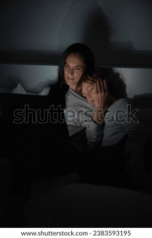 Similar – Image, Stock Photo Tired kid browsing laptop at home