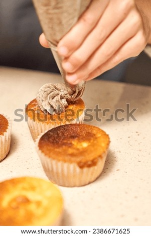 Image, Stock Photo Anonymous person preparing homemade lemon cake