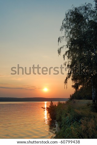 summer sunset on the lake in Russia