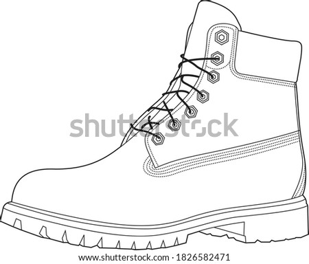Professional Boot Vector / Line Drawing. Icon, Logo, Design, Element