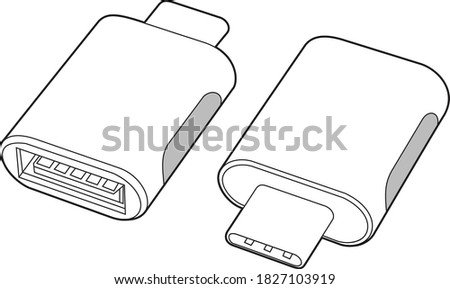 Professional USB-C Adapter Vector / Line Drawing. Icon, Logo, Design, Element