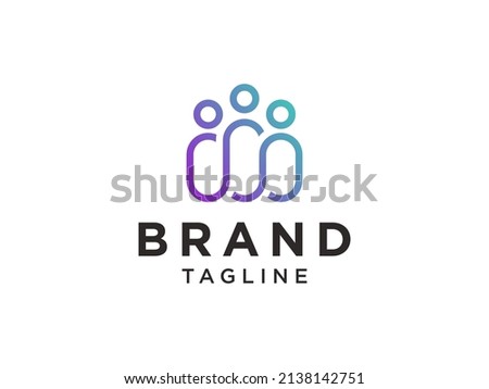 Abstract People Logo. Blue Rounded Line Linked Human Icon Infinity Style isolated on White Background. Usable for Teamwork and Family Logos. Flat Vector Logo Design Template Element
