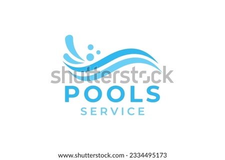 Swimming Pool Service Logo with Cleaning Pool and Maintenance Concept