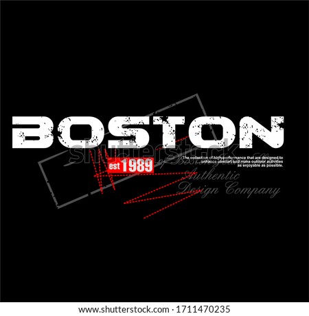 boston T-shirt print design. Vintage round seal stamp. Printing and badge applique label t-shirts, jeans, casual wear. Vector illustration.