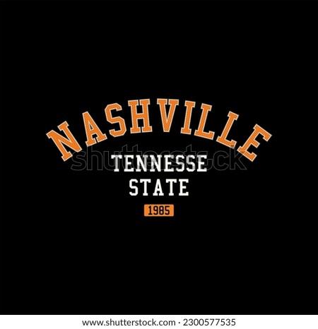 Nashville, Tennessee design for t-shirt. College tee shirt print. Typography graphics for sportswear and apparel. Vector illustration.