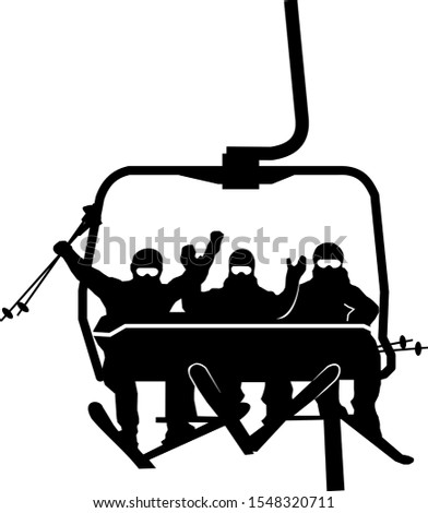 Chairlift Ski Alpine Silhouette Vector