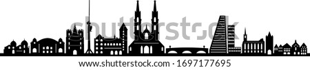 BASEL City Skyline Silhouette Cityscape Vector