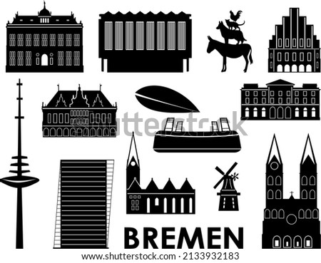 Bremen City Skyline Silhouette Vector