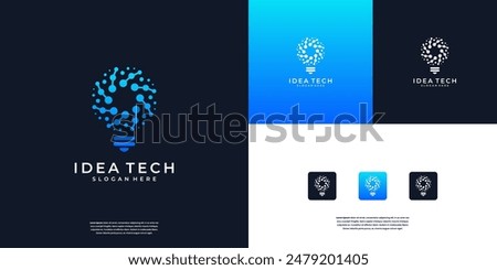 Smart bulb tech logo design. Bulb digital technology logo design inspiration.