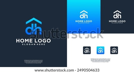 Infinity letter D and h with home property logo design inspiration