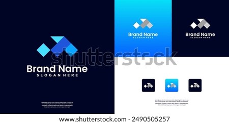 Abstract Letter M technology monogram logo design template