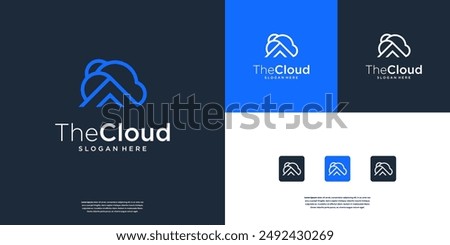 Minimalist Home and cloud combination logo design template