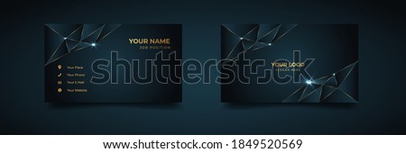 Luxury and elegant dark black navy business card design with gold style minimalist print template Photo stock © 