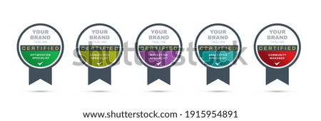 logo badge for certification technical, analyst, internet, data, management system, etc. Digital certified logo verified achievements company or corporate with ribbon design. Vector illustration.
