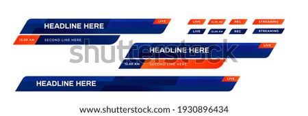 Lower third template. Set of TV banners and bars for news and sport channels, streaming and broadcasting. Collection of lower third for video editing on transparent background. Vector Foto d'archivio © 