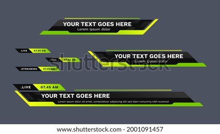 Vector video headline title or television news bar design template isolated in green and black