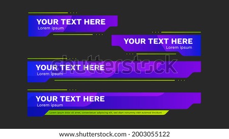 lower third pack with modern colorful. Vector video headline title or television news bar design template isolated on white background.