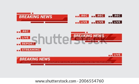 Broadcast news lower third template for television, video and media channel. Vector illustration template breaking news header