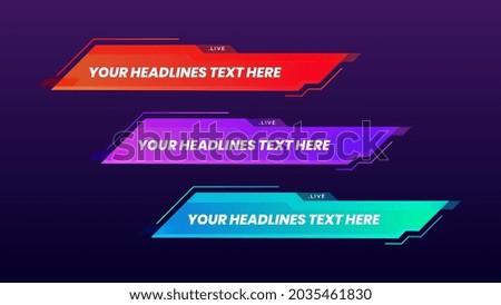 Lower third design vector template. Set of TV banners and bars for news and sport channels, streaming and broadcasting. Collection of lower third for video editing on transparent background