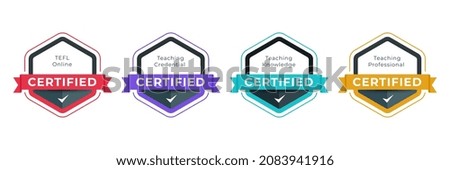 Digital badge certified for professional teaching category. Vector logo certificate icon design template.