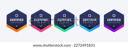 Business Company Badge Design Based on Criteria. Vector Illustration Shield Logo Template.