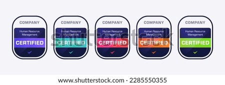 Certified Badge Design Human Resource Management Template. Digital Certification Logo Vector Illustration