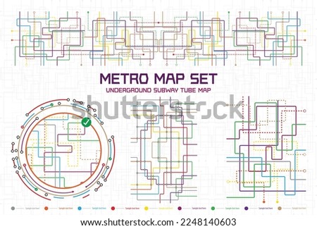 Transparent retro map tube subway scheme. City transportation complex grid. Underground map. DLR and crossrail map design template. Live strokes included.