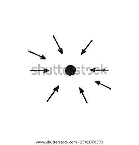 Radial Burst with Central Dot and Outward Arrows Vector - Abstract Symbol for Energy, Movement, and Focus Concepts