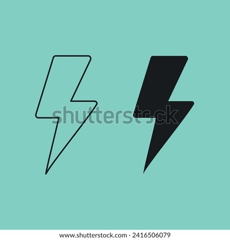 2D icon for flash, filled and outlined stroke with green background 