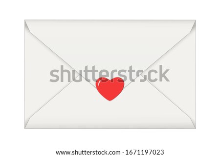 Letter with heart, message of love in envelope,
Vector illustration isolated on white background
