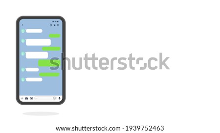 Smart phone's Messenger app chats screenshot on white background vector illustration. Template for talking on the Mobile phone with empty Chatting Bubbles mockup. 
