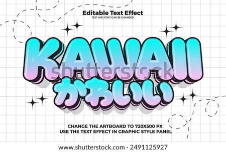 Kawaii editable text effect in modern trend style