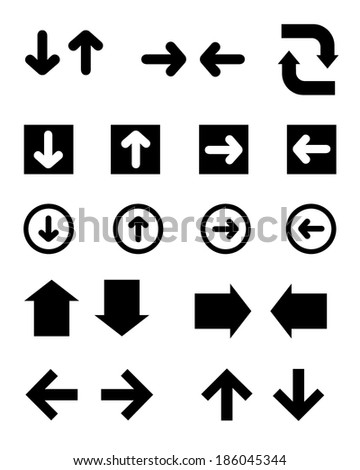 A collection of vector directional arrows