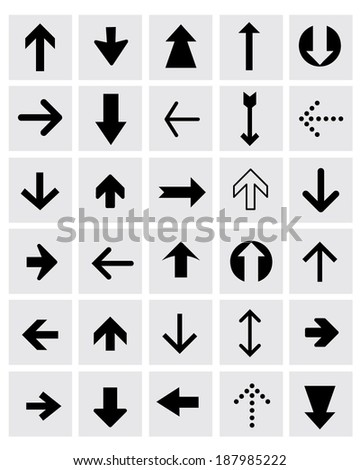 A huge collection of various vector black and white directional arrow elements